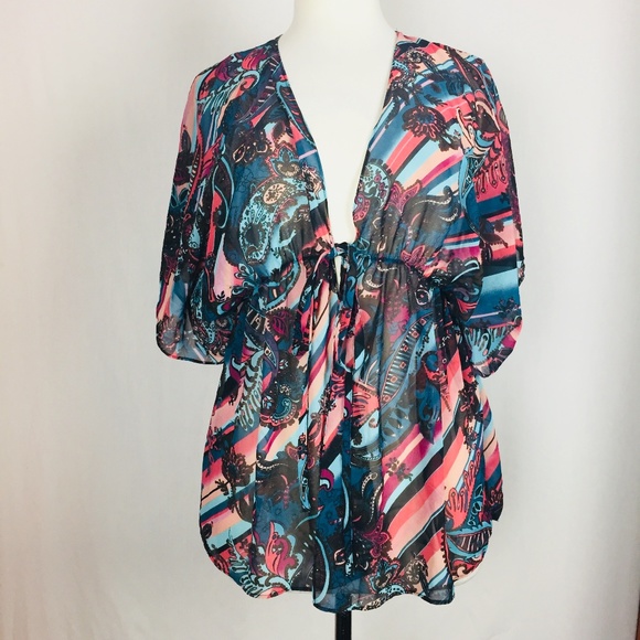 Bisou Bisou Tops - ⚡️Bisou Bisou Size M Blouse Semi-Sheer Tie⚡️